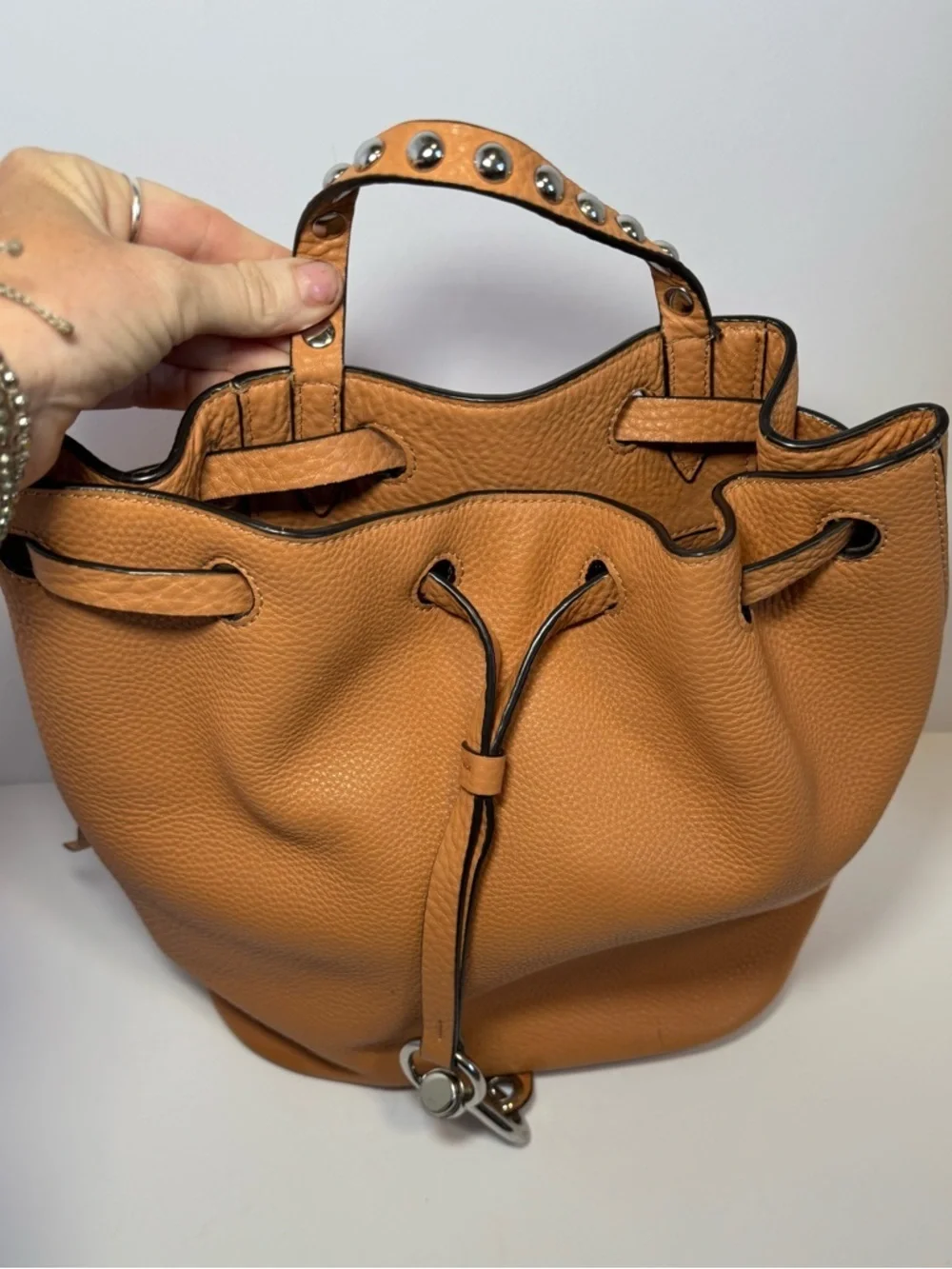 Beautiful Rebecca Minkoff Blythe studded leather drawstring backpack